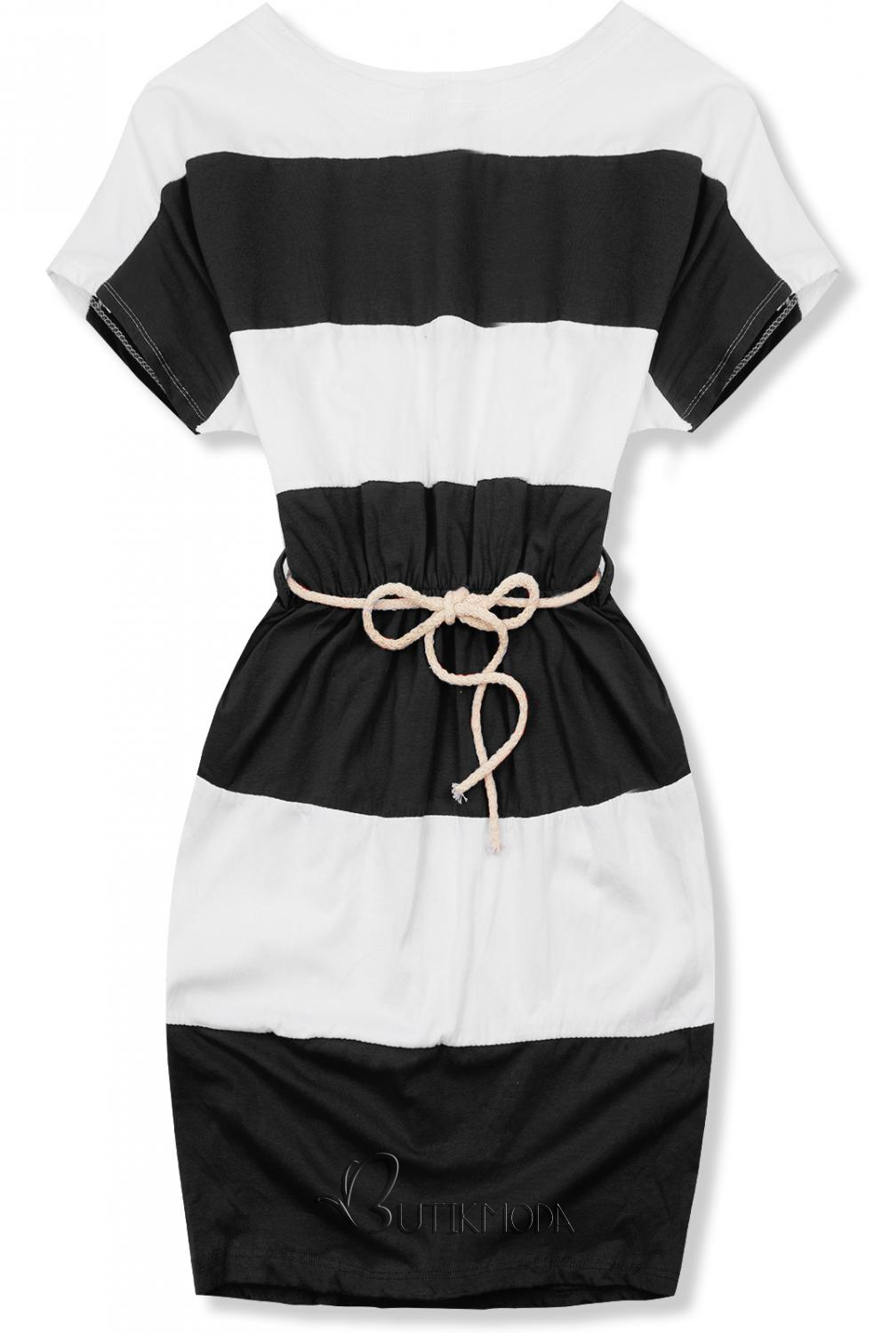 Fekete és fehér színű csíkos ruha