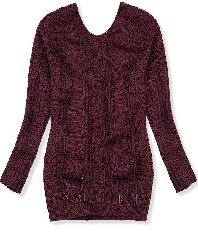 Bordó színű kötött pulóver masnival