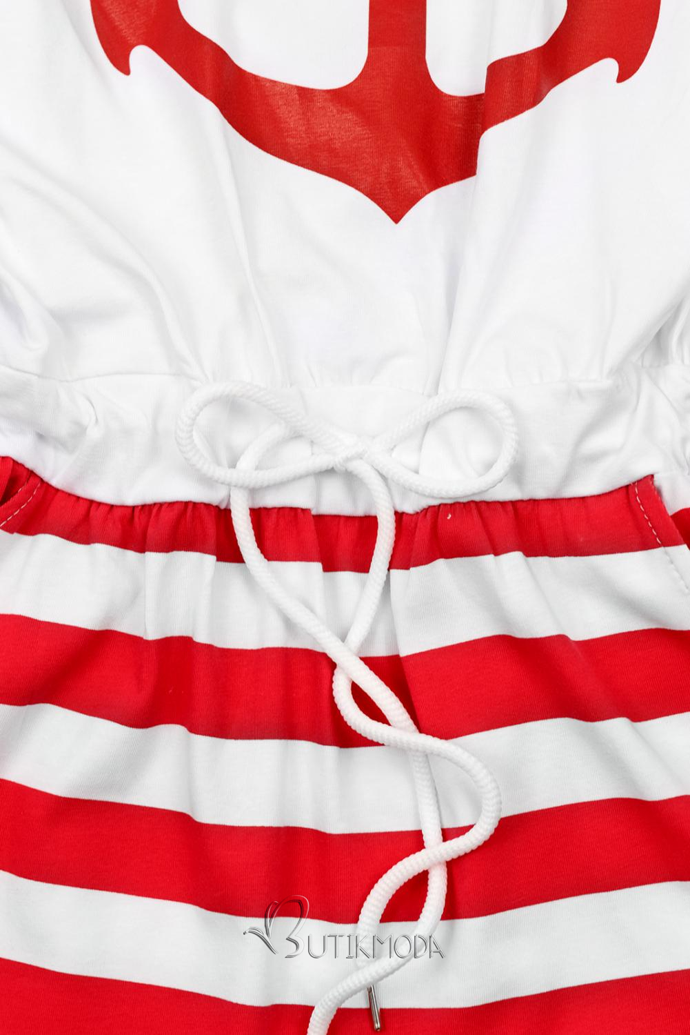 Piros és fehér színű ruha horgonnyal