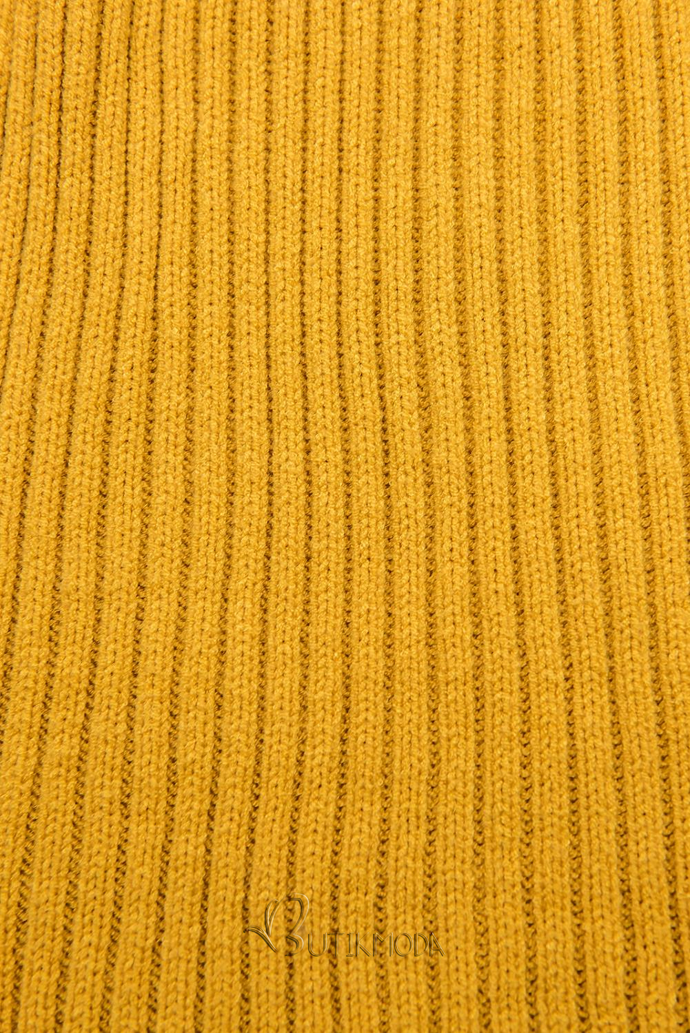 Sárga színű kötött garbóruha