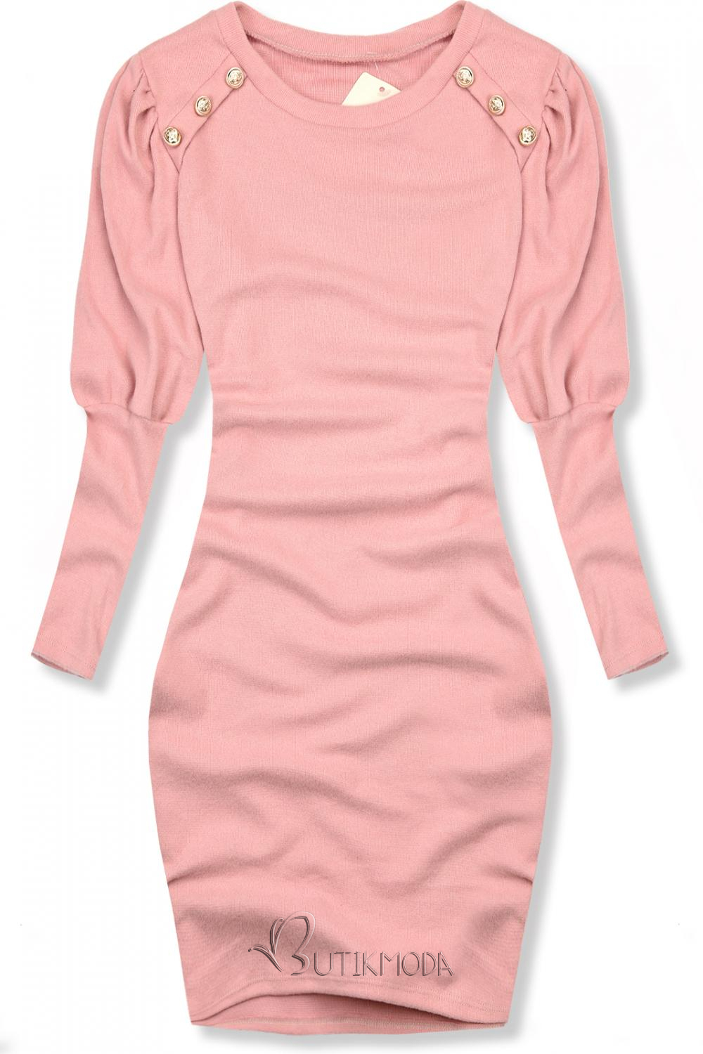 Rózsaszínű elegáns ruha, testhezálló fazonban