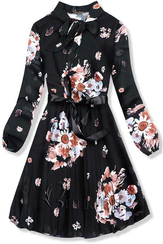 Fekete színű virágmintás ruha Ivy
