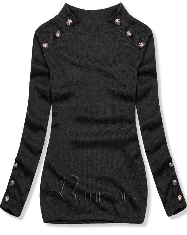 Fekete színű könnyű pulóver
