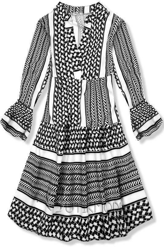 Fekete és fehér színű mintás ruha/tunika II.