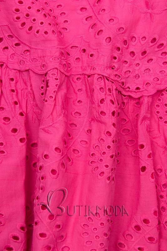 Rózsaszínű ruha lyukacsos anyagból