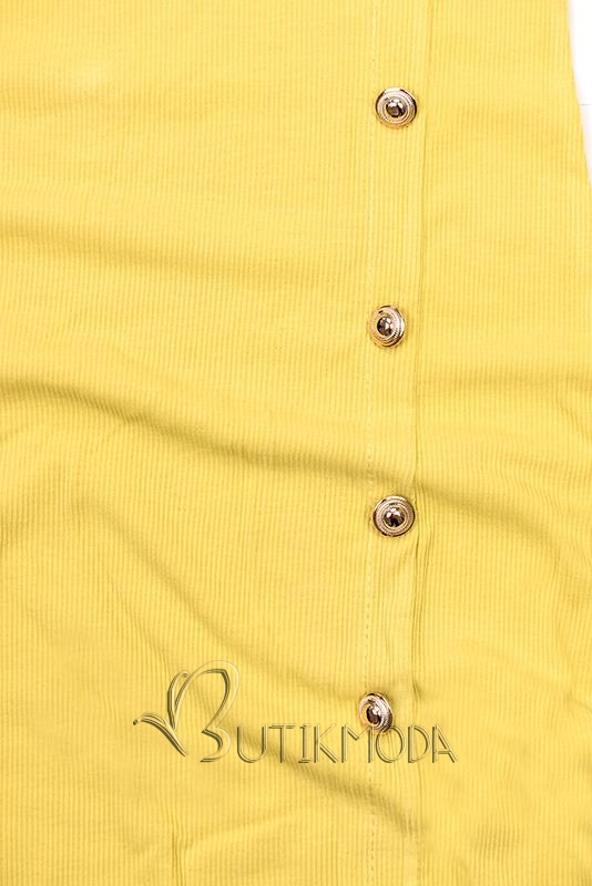 Sárga színű stretch ruha dekoratív gombokkal