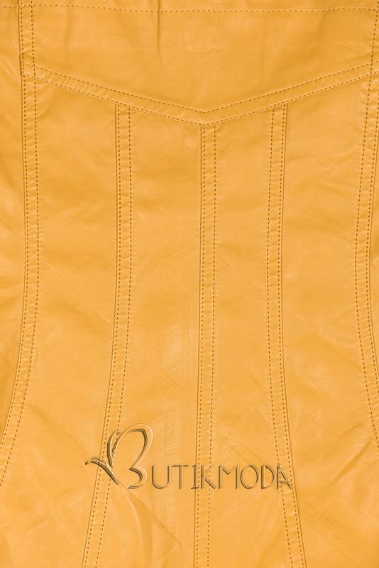 Sárga színű műbőr dzseki Plus Size