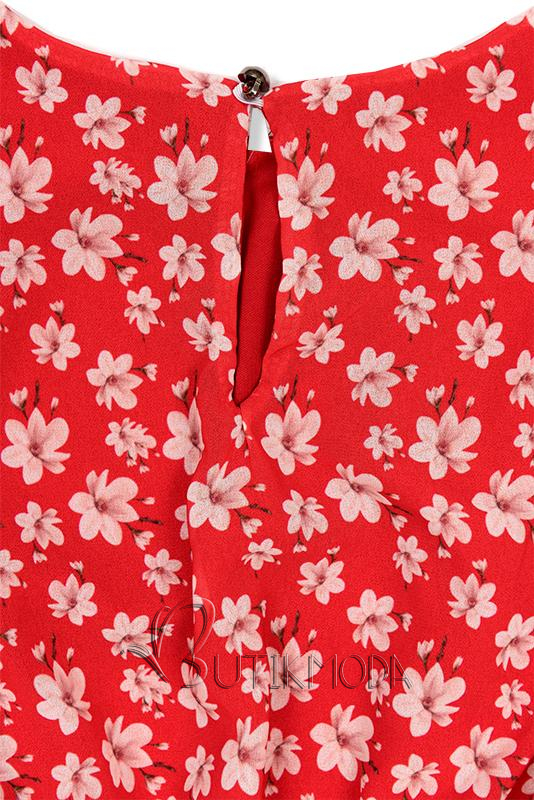 Piros színű virágmintás könnyű nyári ruha
