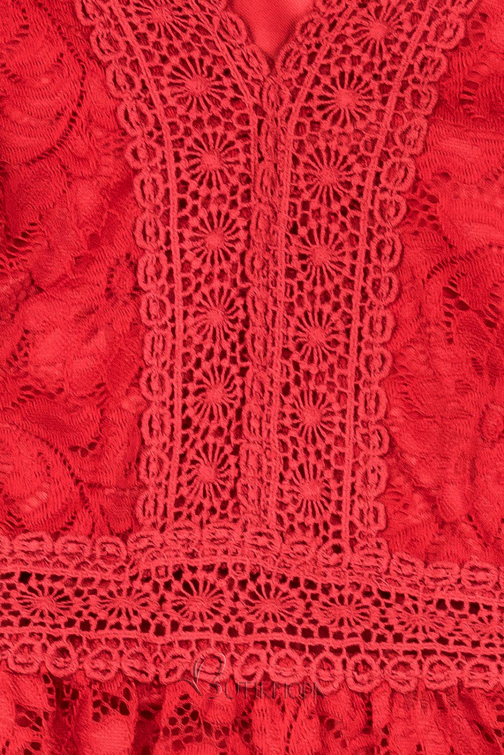 Piros színű elegáns csipke ruha