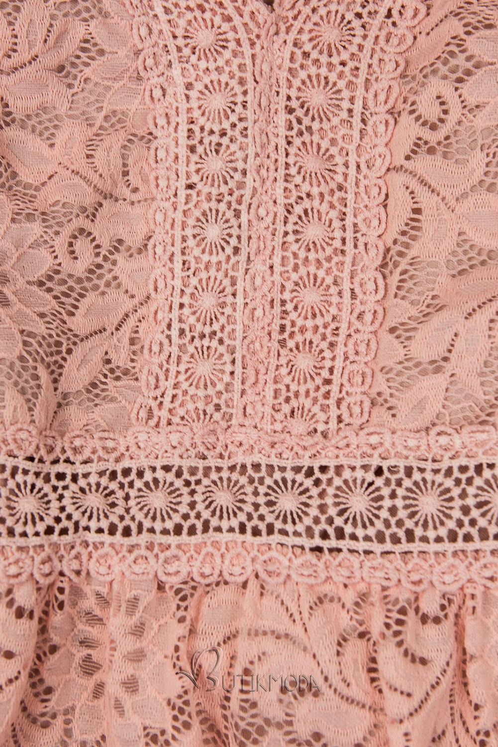 Rózsaszínű elegáns csipke ruha