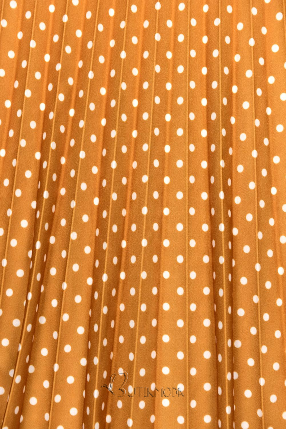 Mustársárga színű rakott midi szoknya