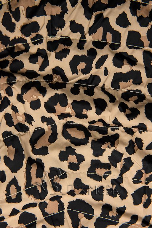 Barna színű kifordítható parka leopárd mintával