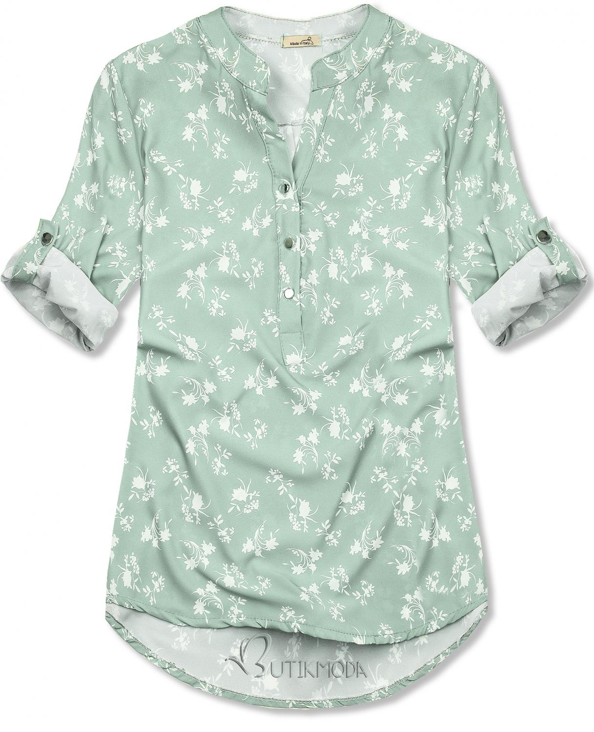 Világoszöld színű virágmintás ing
