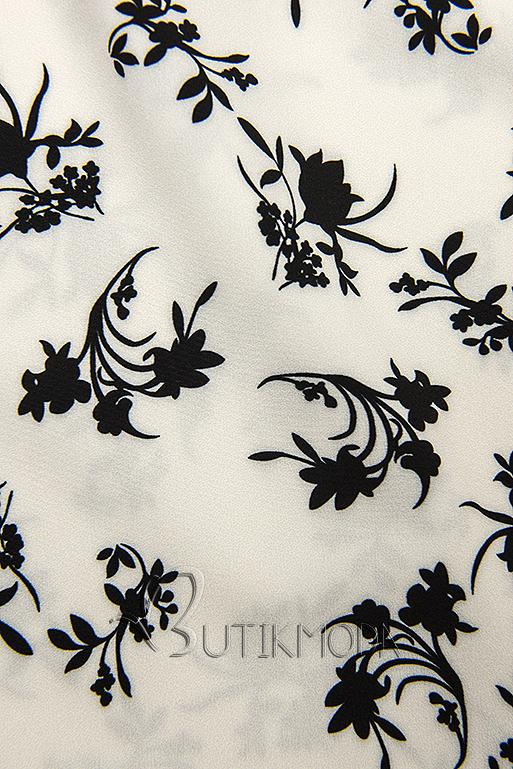 Fehér és fekete színű virágmintás ing