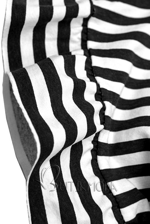Fekete és fehér színű, bő szabású csíkos ruha II.