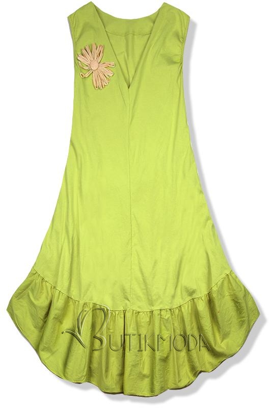 Pisztáciazöld színű ruha brossal