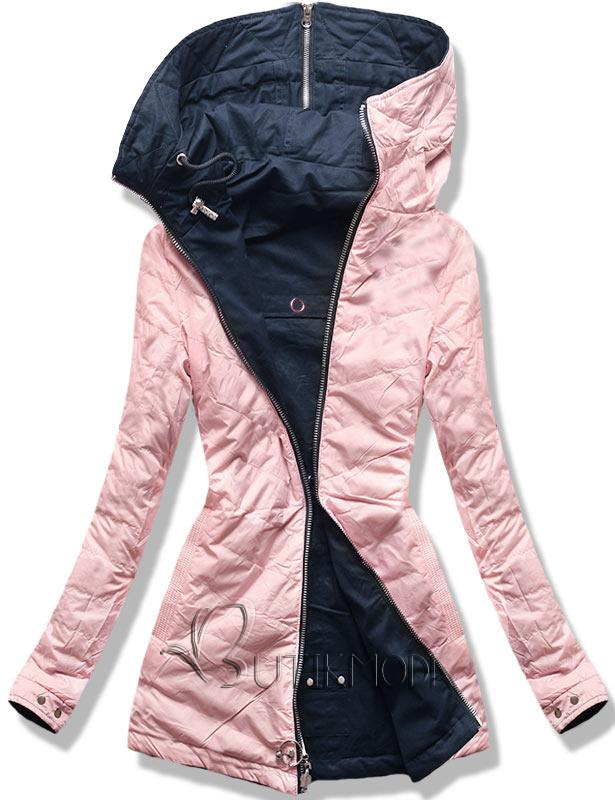 Kék és rózsaszínű kifordítható parka kabát