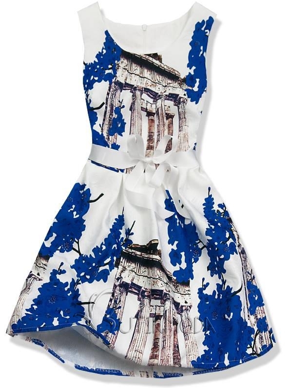 Fehér és kék színű ruha 1078