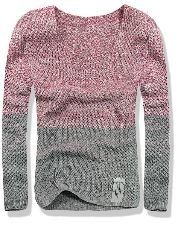 Rózsaszín/szürke színű pulóver 6591