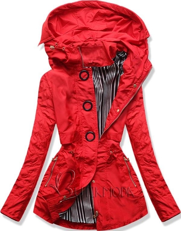 Piros színű könnyű parka kabát