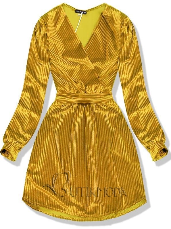 Aranysárga színü rövid bársony ruha