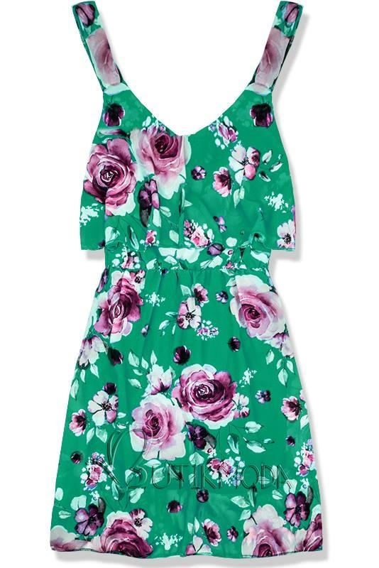 Zöld színű nyári virágmintás ruha