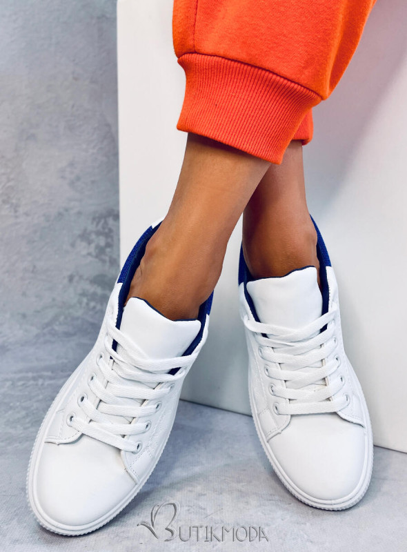 Fehér/királykék színű tornacipő nyomott mintával