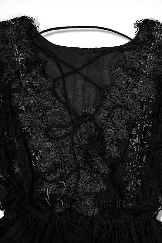 Fekete színű csipke ruha