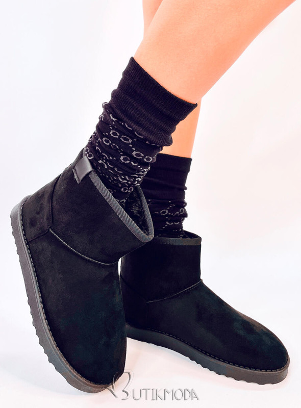 Női térd feletti zokni nyomott mintával - fekete/szürke színű