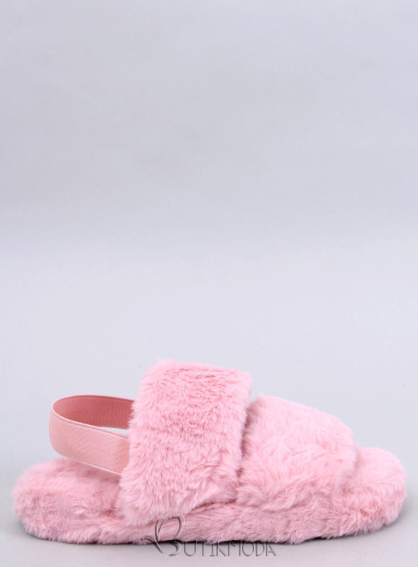 Világos rózsaszínű papucs gumival