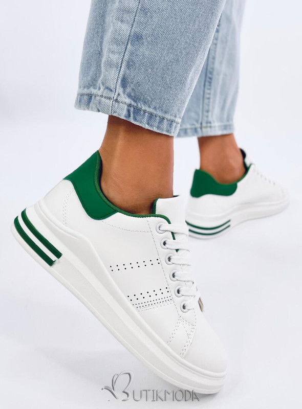 Rejtett sarkú tornacipő - fehér/zöld színú