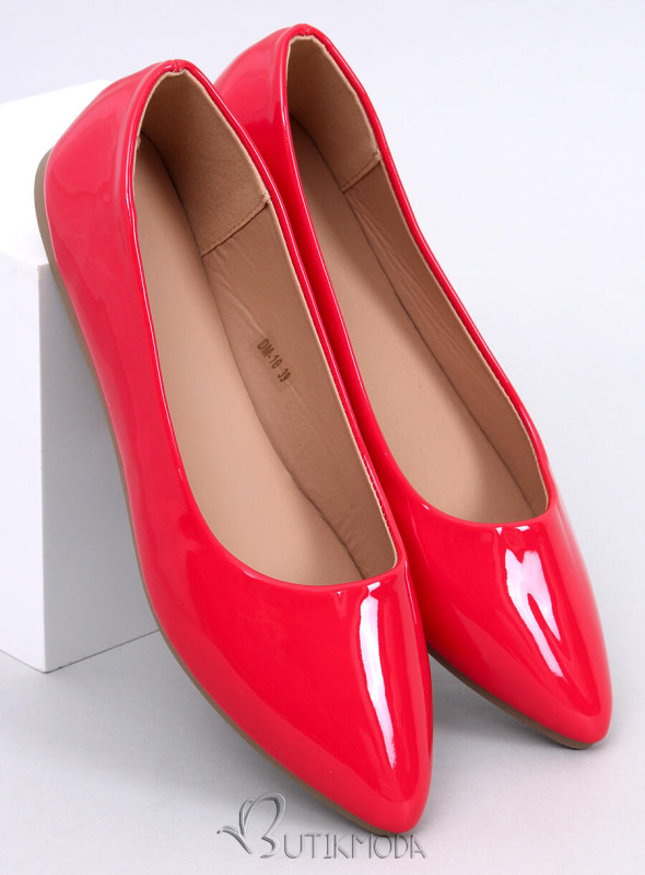 Piros színű lakkozott balerina cipő