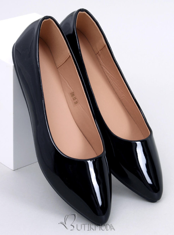 Fekete színű lakkozott balerina cipő