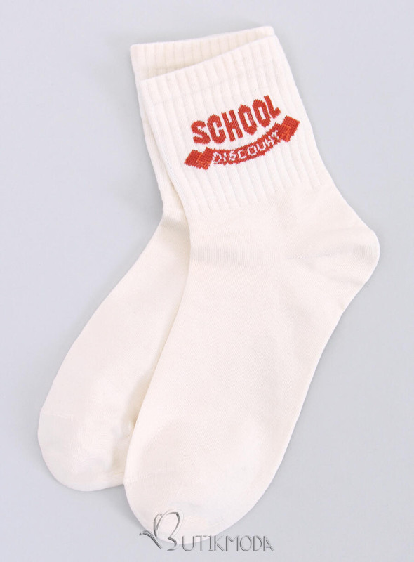 Bézs színű pamut zokni SCHOOL