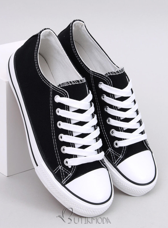 Alacsony vászon tornacipő - fekete és fehér színű