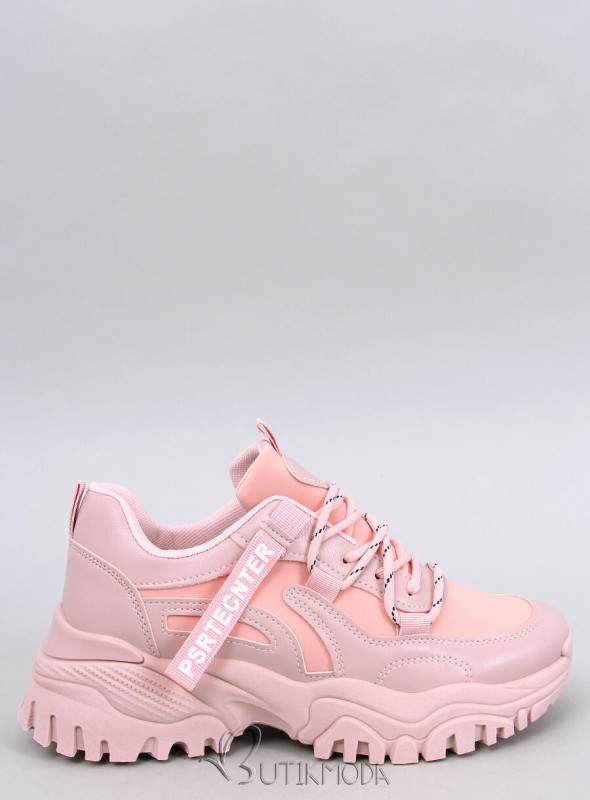 Világos rózsaszínű vastag talpú tornacipő