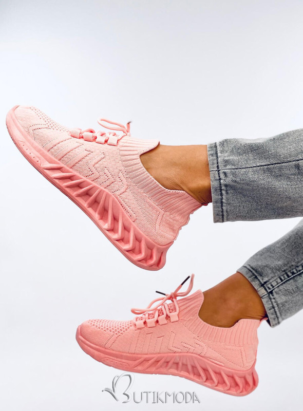 Elasztikus anyagból készült tornacipő - világos rózsaszínű