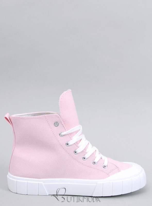 Vászon boka tornacipő - világos rózsaszínű