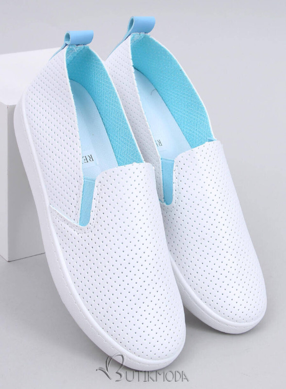 Perforált slip-on tornacipő - fehér/kék színű