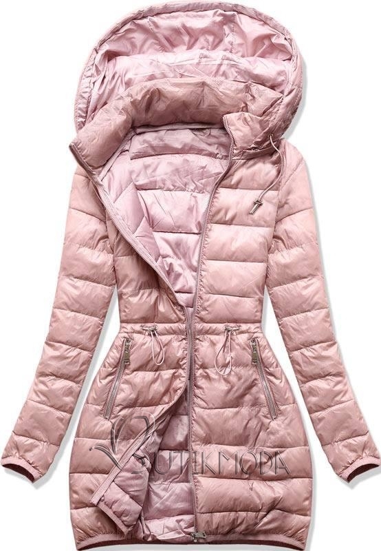 Rózsaszínű steppelt őszi kabát