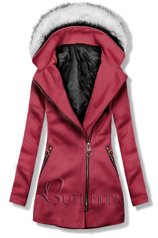Bordó színű kapucnis kabát