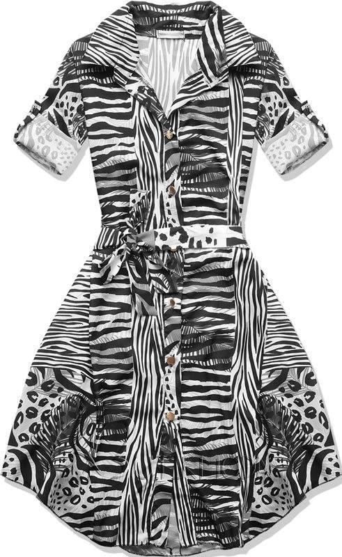 Fekete és fehér színű mintás ruha