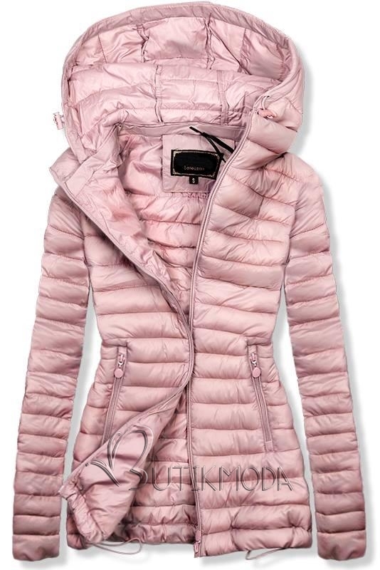 Rózsaszínű steppelt tavaszi kabát