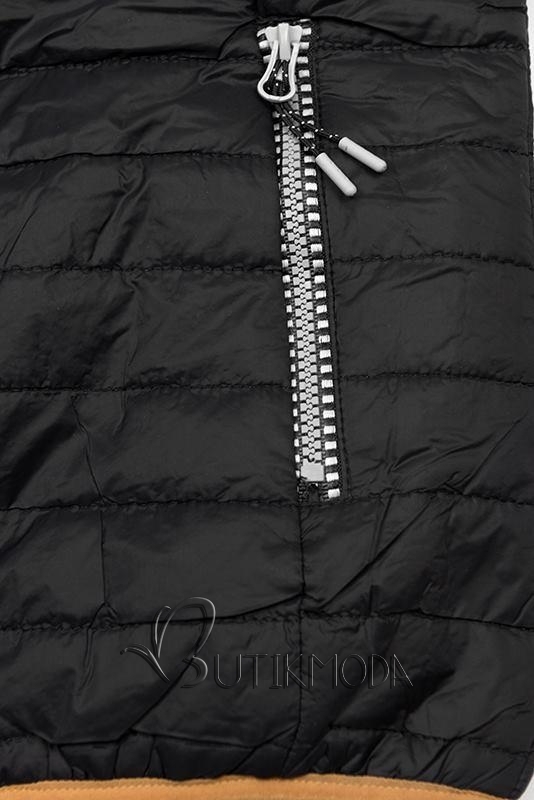 Fekete és szürke színű steppelt dzseki