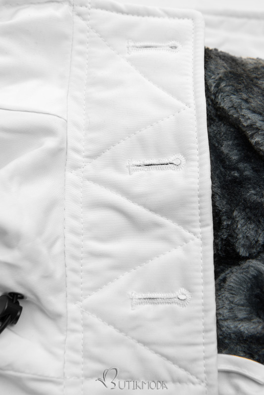 Fehér színű téli kabát magas gallérral