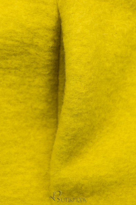 Sárga színű gyapjú kardigán brossal