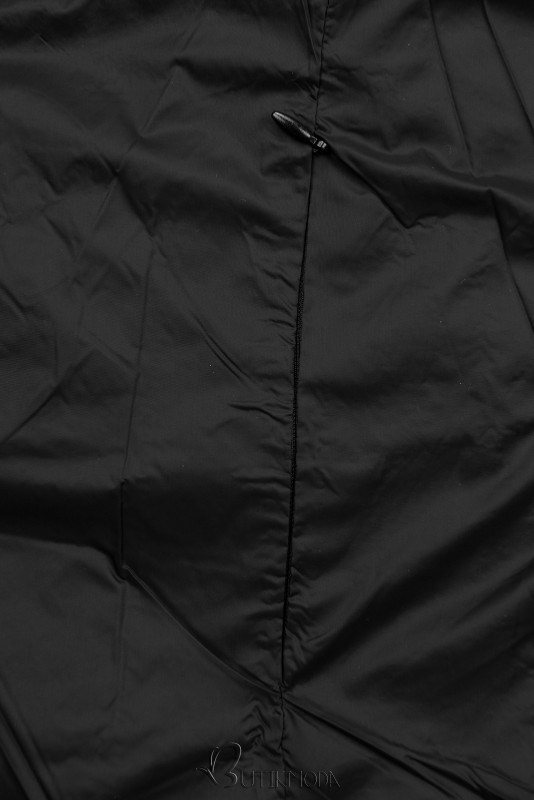 Barna és fekete színű kifordítható, plüssel kombinált rövid kabát