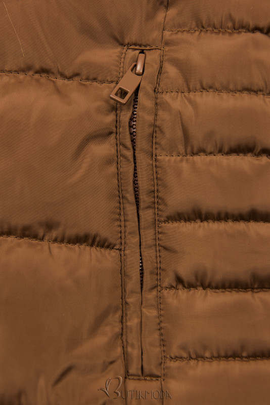 Konyakbarna színű steppelt téli kabát