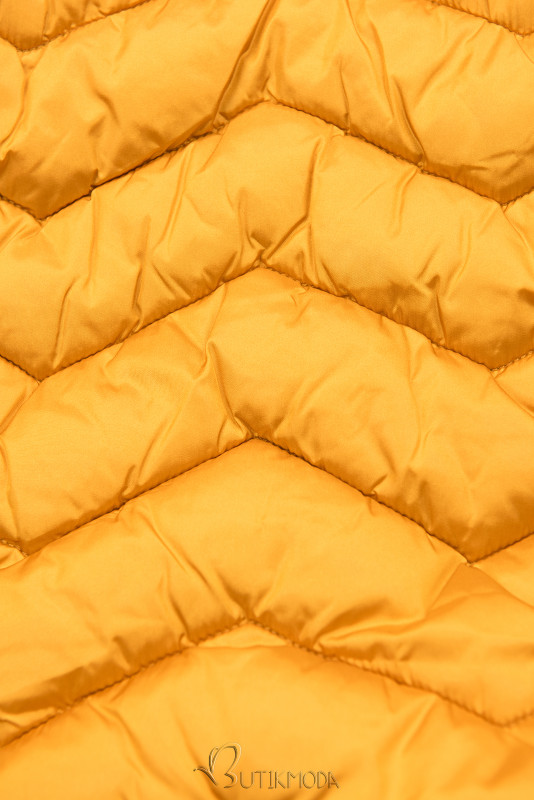 Téli steppelt kabát övvel - sárga színű