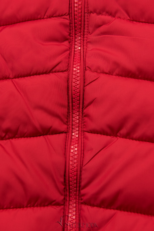 Átmeneti steppelt kabát - piros színű